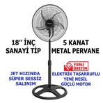 Sanayi Tip Metal Vantilatör Sağa Sola 180° Hareketli Süper Serinletici BüyükBoy 80W 5 Kanat Pervane 3 Kademe 140cm Uzayıp Kısalan Sağlam Metal Ayak Sessiz Çalışan Enerji Tasarruflu Motor 2 Yıl Garanti