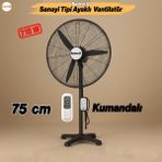Sanayi Tipi 75 Cm 210W Ayaklı Kumandalı Vantilatör Sessiz Geniş Alanlara Uygun Endüstriyel Güçlü Fan