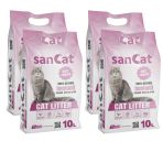 Sancat 4x10 lt Bebek Pudrası Kokulu Premium Beyaz Kedi Kumu