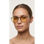 Sanches Antifar Unisex Güneş Gözlüğü Siyah Metal Çerçeve Sarı - 01-Siyah