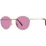 Sanches Polarize Yuvarlak Retro Gözlük Altın Çerçeve Pembe Aynalı Cam Güneş Gözlüğü