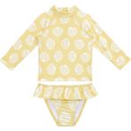 Sand Mother Uv Korumalı Uzun Kollu Kız Bebek & Çocuk 2 Parça Mayo Seti - Sarı - 6 - 12 Ay