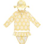 Sand Mother Uv Korumalı Uzun Kollu Şapkalı Kız Bebek Mayo Seti - 1 - 1,5 Yaş - Sarı