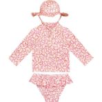 Sand Mother Uv Korumalı Uzun Kollu Şapkalı Kız Bebek Mayo Seti - 1,5 - 2 Yaş - Pembe