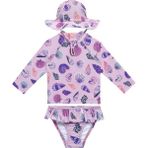 Sand Mother Uv Korumalı Uzun Kollu Şapkalı Kız Bebek Mayo Seti - 3 - 4 Yaş - Mor