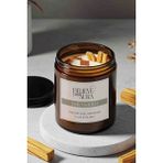 Sandal Ağacı Kokulu Doğal Soya Mumu - Palo Santo Tütsü Dekorlu Ahşap Fitilli Kavanoz Mum - 240 cc - Beyaz - 2 Adet