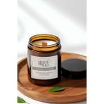 Sandal Ağacı Kokulu Kavanoz Mum - %100 Doğal Sürülebilir Soya Mumu Ahşap Fitilli Kokulu Mum - 240 cc