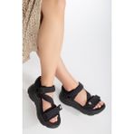 sandal spor Kadın Dolgu Topuk Cırtlı Günlük Spor Sandalet Ss001-0178.siyah