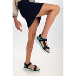 Sandal Spor Kadın Kısa Topuk Rahat Taban Cırtlı Günlük Spor Sandalet SS001-0158 Laci Yeşil - Lacivert - Yeşil