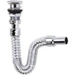 Sandalcılar Lavabo Mutfak Sifonu - Bas Stoplu - Paslanmaz Krom Boru - Pop-Up Sifon