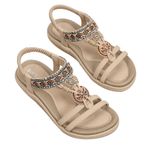 Sandalet kadın topuklu şık vintage ev ayakkabısı yaz, kadın sandaleti, suni elmas, parıltılı, yazlık sandalet, kama topuklu, lastik bantlı sandalet, plaj ayakkabısı (Boyut: AB 39, Renk: Kayısı)
