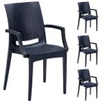 Sandalie 4 Adet Rattan Lüx Antrasit Sandalye / Balkon-Bahçe-Teras