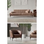 Sandalie Cross 3+1 Salon&Oturma Odası Koltuk Takımı - Krem&Kahve