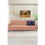 SANDALİE Daily Üçlü Kanepe Salon Oturma Odası Koltuk Yataklı Sandıklı - Somon