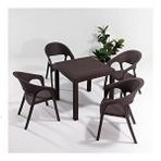 Sandalie Garden 80x80 Bahçe ve Balkon ve Teras Masa Takımı - Kahve Kahverengi