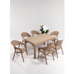 Sandalie Garden Large 90X150CM Rattan Cappucino Masa Takımı Bahçe&balkon - 1 Masa 6 Sandalye