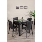Sandalie Home 4 Kişilik Rattan Camlı Bahçe Masa Takımı -Antrasit