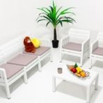 Sandalie Lara 3+1+1+S Bahçe Takımı Balkon - Bahçe - Teras Mobilyası / Beyaz