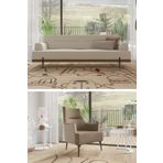 Sandalie Linen 3+1 Salon&Oturma Odası Koltuk Takımı - Krem&Kahve