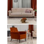 Sandalie Mia 3+1 Salon&Oturma Odası Koltuk Takımı - Krem&Kiremit