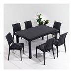 Sandalie Rattan Antrasit 90x150 cm Bahçe Masa Seti