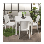 Sandalie Rattan Beyaz 80x80 cm Bahçe Masa Seti