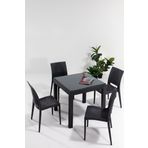 Sandalie Rattan Camlı 80x80 Bahçe&Balkon&Teras Masa Seti - Antrasit