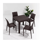 Sandalie Rattan Kahve 80x80 cm Bahçe Masa Seti