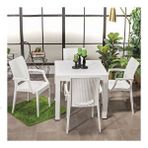 Sandalie Rattan Kollu 80x80 cm Beyaz Bahçe Masa Seti