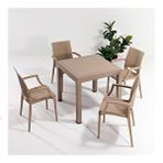 Sandalie Rattan Kollu 80x80 cm Cappucino Bahçe Set