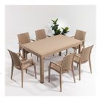 Sandalie Rattan Kollu 90x150 cm Cappucino Bahçe Seti