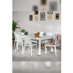 Sandalie Rattan Large Camlı Beyaz Masa Takımı Bahçe&Balkon 1 Camlı Masa + 6 Sandalye
