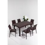 Sandalie Rattan Large Kahve Masa Takımı Bahçe&Balkon 1 Masa + 6 Sandalye