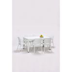 Sandalie Rattan Lüx Home 6 Kişilik Bahçe Masa Takımı Beyaz Renk Modern Tasarım ve Konforlu Kullanım
