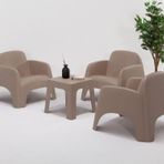 Sandalie Şile Pratik Bahçe, Balkon Oturma Grubu ( 1+1+1+S) Bahçe Mobilyası / Cappucino