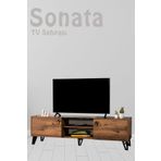 Sandalie Sonata Tv Ünitesi Ceviz-Siyah 160 cm 2 Kapaklı + 2 Raflı Tv Sehpası