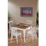 Sandalie Violet Beyaz / Sirius Sabit Masa - 4 Sandalye 1 Masa / Salon - Mutfak Masa Takımı