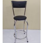 Sandalye 12748 Bar Tipi Yüksek Model 1Ad Siyah Suni Deri Döşem Metal Krom El Yapı