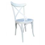 Sandalye 13703 Çapraz Kayın Retro Ayak Babyface Kumaş Döşeme Parlak Beyaz El Yapı
