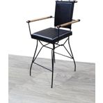 Sandalye 14593 Penyezyüksek Model Metal Siyah Fırın Boya Suni Deri Balkon-Bahçe