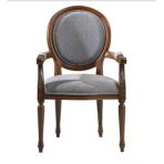 Sandalye 19773 Zus 2150 Model Kolçak Oyma Madalyon Model Gri Kumaş Ceviz El Yapı