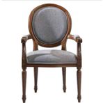 Sandalye 19773 Zus036 Model Kolçak Oyma Madalyon Model Gri Kumaş Ceviz El Yapım