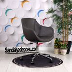 Sandalye Deposu Focus Krom Ayaklı Çalışma Koltuğu (Koyu Gri Nubuk) - Gri - Krom