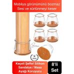 #Sandalye Keçeli Şeffaf Silikon Zemin Koruyucu Sandalye Masa Ayağı Parke Çizmez 8'Li Set Kılıf Esnek
