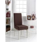 Sandalye Kılıfı Likralı ,lastıklı ,yıkanabilir Piti Kare Desen 1 Adet - 45 x 45 x 60 cm - Koyu Kahve
