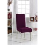 Sandalye Kılıfı Likralı ,lastıklı ,yıkanabilir Piti Kare Desen 1 Adet - 45 x 45 x 60 cm - Mor