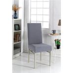 Sandalye Kılıfı Likralı Yıkanabilir Esnek Lastikli Bambu Sandalye Örtüsü 6' Lı Paket - 45 x 45 x 60 cm - Gri