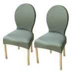 Sandalye Kılıfları 6'lı Set Elastik Yemek Odası Sandalye Koruyucuları Yuvarlak Sırtlık Sandalyeler için Modern Oval Tasarım Masif Ahşap Ayaklar Otel Ziyafetleri için Uygun Fasulye Yeşili Renk