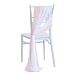 Sandalye kuşakları 20 x 250 cm tül kumaş dekoratif kurdeleler düğün, parti, törenler için beyaz + açık pembe 10'lu paket zarif sandalye dekoru