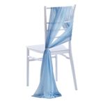 Sandalye kuşakları 20 x 250 cm tül kurdele, düğün, parti, törenler için dekoratif gossamer kravat, mavi çimen + mavi 10'lu paket